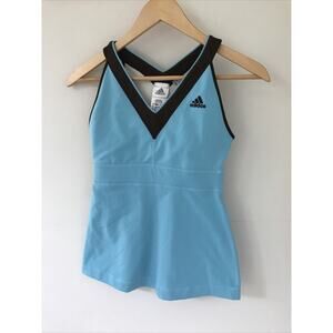 Adidas ClimaLite Blue Empire Cut Active Workout Running Tank Top Shirt S XS 26"